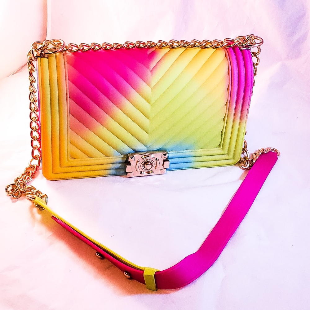 Multicolored Durable Square Silicon Cross-body